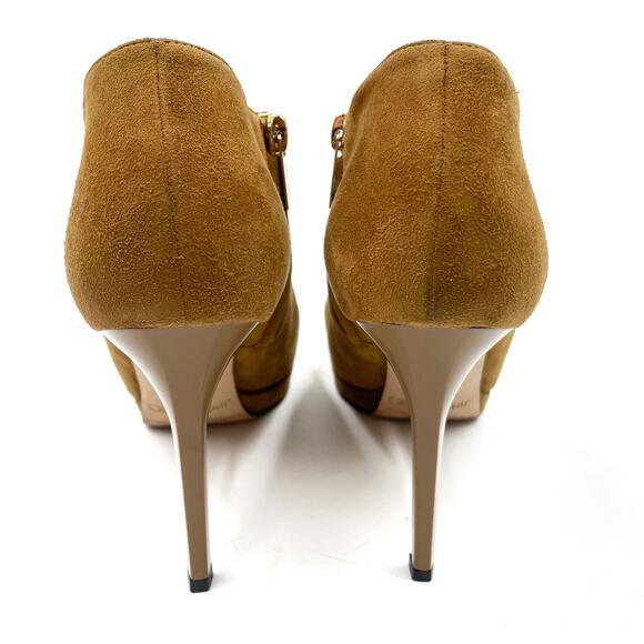 Jimmy Choo Lindsey Booties Suede Ankle Tan Stiletto Heels Pointed Toe Sz 38 / 8 - Picture 8 of 12